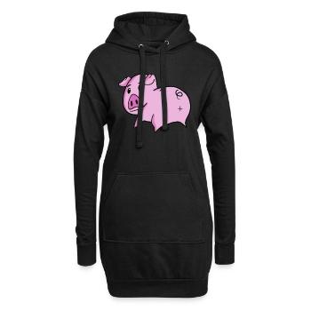 Schwein Arsch - Schwein Hintern - Hoodie-Kleid - Schwarz - Vorne