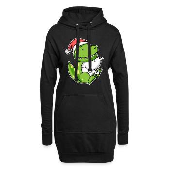 Dinosaurier Weihnachten Schlafen Schlaf - Hoodie-Kleid - Schwarz - Vorne