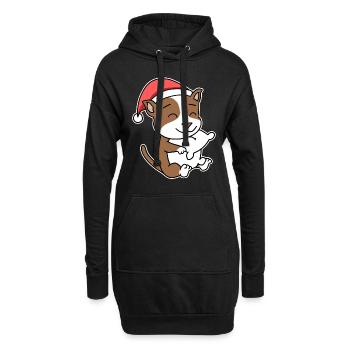 Staffordshire Bull Terrier Chien Noël Sommeil - Sweat-shirt à capuche long Femme - noir - Devant