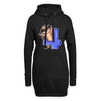 4 Jahre alt - 4. Geburtstag mit Tier Motiv - Hoodie-Kleid - Schwarz - Vorne