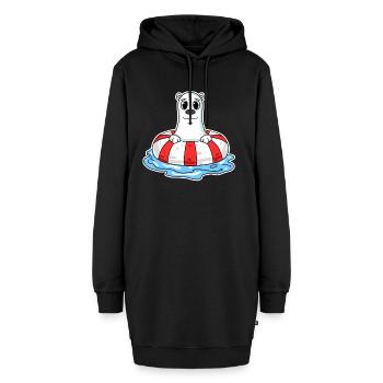 Eisbär Motiv - Hoodie-Kleid - Schwarz - Vorne