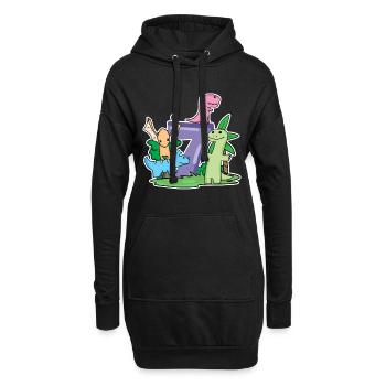 7 ans - 7ème anniversaire avec motif animal - Dino - Sweat-shirt à capuche long Femme - noir - Devant