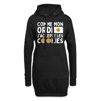 Comme Mon Ordi J'accepte Les Cookies Humour Geek - Sweat-shirt à capuche long Femme - noir - Devant