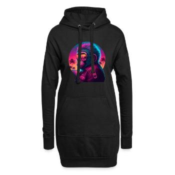 Singe Chimpanzé Cool Lunettes de soleil Style rétro des années 80 - Sweat-shirt à capuche long Femme - noir - Devant