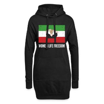 Nouveau drapeau iranien sans hijab pour les femmes Support de poing - Sweat-shirt à capuche long Femme - noir - Devant