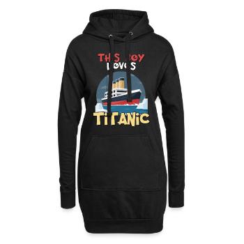 Titanic, ce garçon aime le RMS Titanic - Sweat-shirt à capuche long Femme - noir - Devant