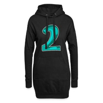 2 - Zahl - Nummer Zwei Motiv - Hoodie-Kleid - Schwarz - Vorne