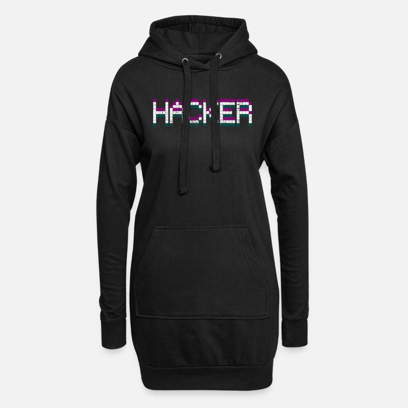 Hacker Hacker Hacker - Hoodie-Kleid - Schwarz