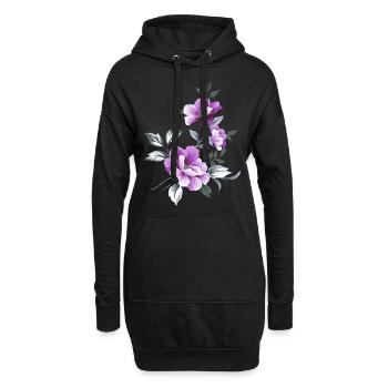 Schöne Blumen Blume lila schön Sommer sommerlich - Hoodie-Kleid - Schwarz - Vorne