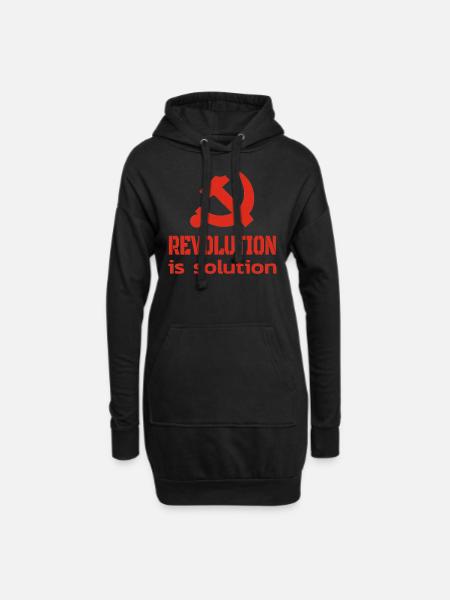 Revolution ist die Lösung Kommunismus Slogan - Hoodie-Kleid - Schwarz