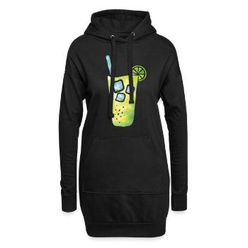 kühles Getränke mit Zitrone - Hoodie-Kleid - Schwarz - Vorne
