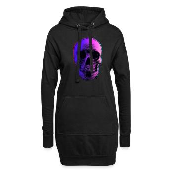 Skull Neon Farben Psy Goa Trance Techno - Hoodie-Kleid - Schwarz - Vorne