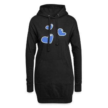 blaue herzen - Hoodie-Kleid - Schwarz - Vorne