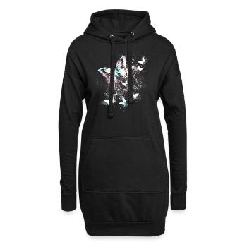 Papillon, aquarelle, coloré, peinture, graffiti - Sweat-shirt à capuche long Femme - noir - Devant
