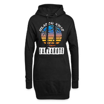 Lanzarote Sommer Sonne Strand Meer Palmen - Hoodie-Kleid - Schwarz - Vorne