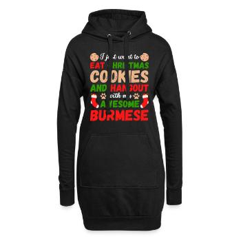 Biscuits de chat de Noël Birmanie - Sweat-shirt à capuche long Femme - noir - Devant