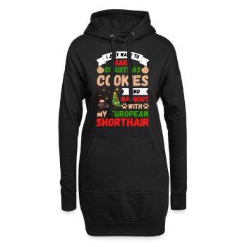 Weihnachten europäische Kurzhaarkatze Katze - Hoodie-Kleid - Schwarz - Vorne