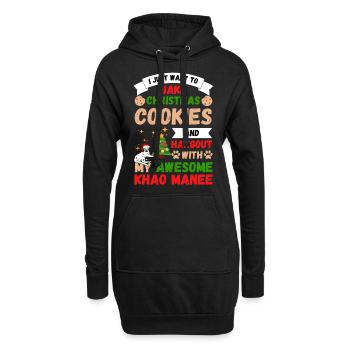 Noël Khao Manee chat cuire des biscuits - Sweat-shirt à capuche long Femme - noir - Devant