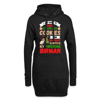 Chat birman de Noël cuisson de biscuits avec chat - Sweat-shirt à capuche long Femme - noir - Devant