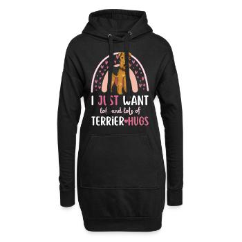 Süßer Airedale Terrier Liebhaber Kawaii - Hoodie-Kleid - Schwarz - Vorne
