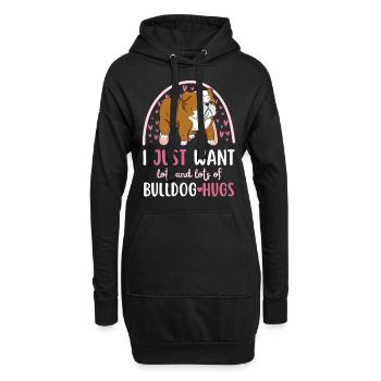 Süße Englische Bulldogge Liebhaber Kawaii - Hoodie-Kleid - Schwarz - Vorne