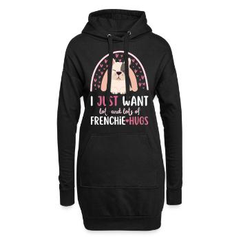 Süße Französische Bulldogge Liebhaber Kawaii - Hoodie-Kleid - Schwarz - Vorne