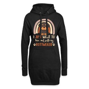 Süßer Rottweiler Liebhaber Kawaii - Hoodie-Kleid - Schwarz - Vorne