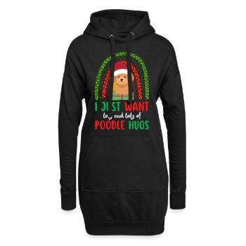 Joyeux Noël Caniche Mignon Kawaii - Sweat-shirt à capuche long Femme - noir - Devant
