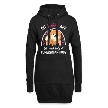 Doux nain spitz amoureux kawaii - Sweat-shirt à capuche long Femme - noir - Devant