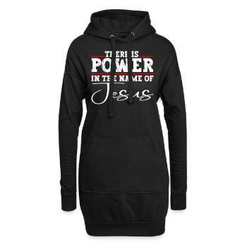 Il y a du pouvoir au nom de Jésus-Christ - Sweat-shirt à capuche long Femme - noir - Devant