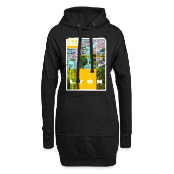 Lyon France City Skyline Home Love Holiday - Sweat-shirt à capuche long Femme - noir - Devant