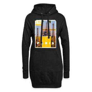 Paris France City Skyline Eiffel Tower Holiday - Hoodie Dress - black - Front