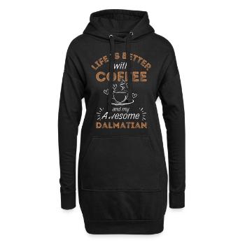 Café dalmate Café Pour chiens - Sweat-shirt à capuche long Femme - noir - Devant