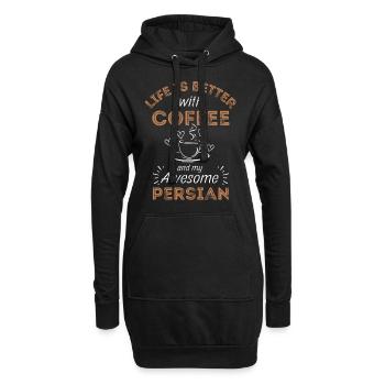Perser Katze Kaffee Cafe - Hoodie-Kleid - Schwarz - Vorne