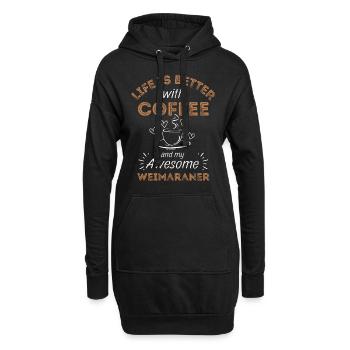 Weimaraner Kaffee Hund Cafe - Hoodie-Kleid - Schwarz - Vorne
