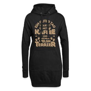 Welsh Terrier Kaffee Hund Cafe - Hoodie-Kleid - Schwarz - Vorne