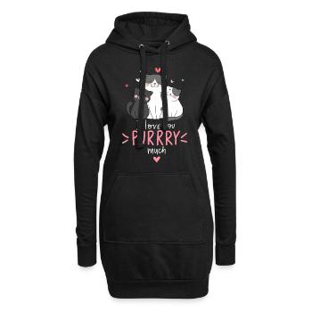 Amour des chats pour les amoureux des chats - Sweat-shirt à capuche long Femme - noir - Devant