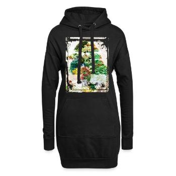 Bonsaï Japonais Jardin Art Collage Art 95 - Sweat-shirt à capuche long Femme - noir - Devant