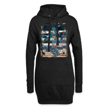 Japan City Night Streets View Collage Art 97 - Hoodie-Kleid - Schwarz - Vorne