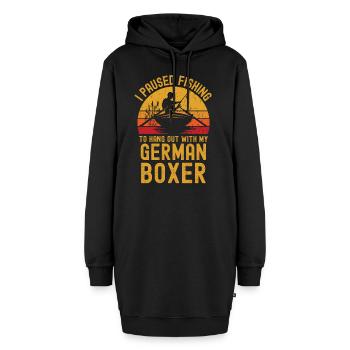 Pêche, pêche et boxeur allemand - Sweat-shirt à capuche long Femme - noir - Devant