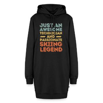 Technicien Ski rétro - Sweat-shirt à capuche long Femme - noir - Devant