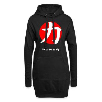 Power Japan citation kanji japonais mots caractère - Sweat-shirt à capuche long Femme - noir - Devant