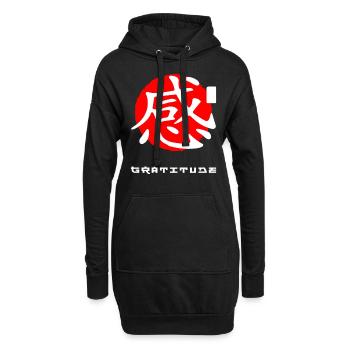 Gratitude Japon citer des mots kanji japonais - Sweat-shirt à capuche long Femme - noir - Devant