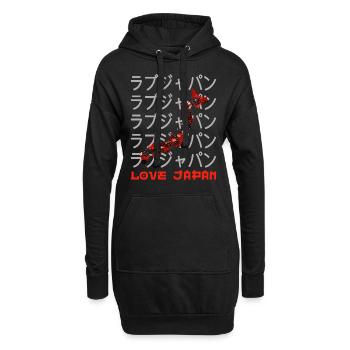 Japan Karte Reisen Japanischer Liebhaber Symbol Kanji Liebe - Hoodie-Kleid - Schwarz - Vorne