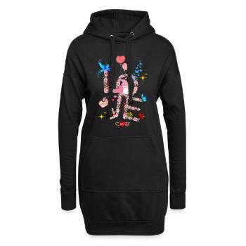 Blumen Valentinstag Ich LIEBE dich - Hoodie-Kleid - Schwarz - Vorne