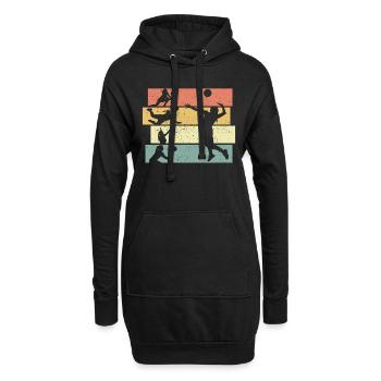 Damen Volleyball retro - Hoodie-Kleid - Schwarz - Vorne
