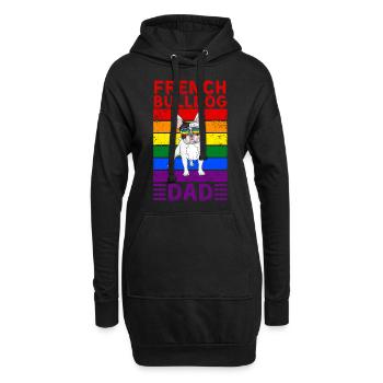 Papa bouledogue français LGBTQ - Sweat-shirt à capuche long Femme - noir - Devant