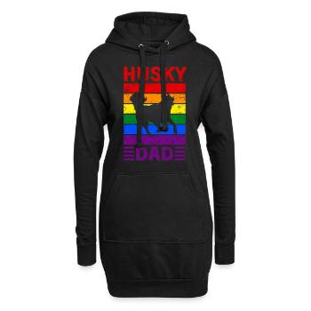 Husky Papa LGBTQ Regenbogenflagge - Hoodie-Kleid - Schwarz - Vorne