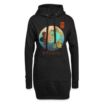 Vintage Floral japanische Chrysantheme jetzt Kanji - Hoodie-Kleid - Schwarz - Vorne