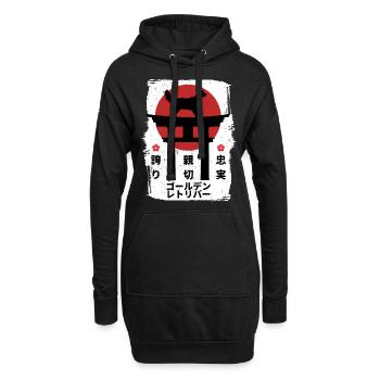 Chien retriever doré Japon kanji - Sweat-shirt à capuche long Femme - noir - Devant